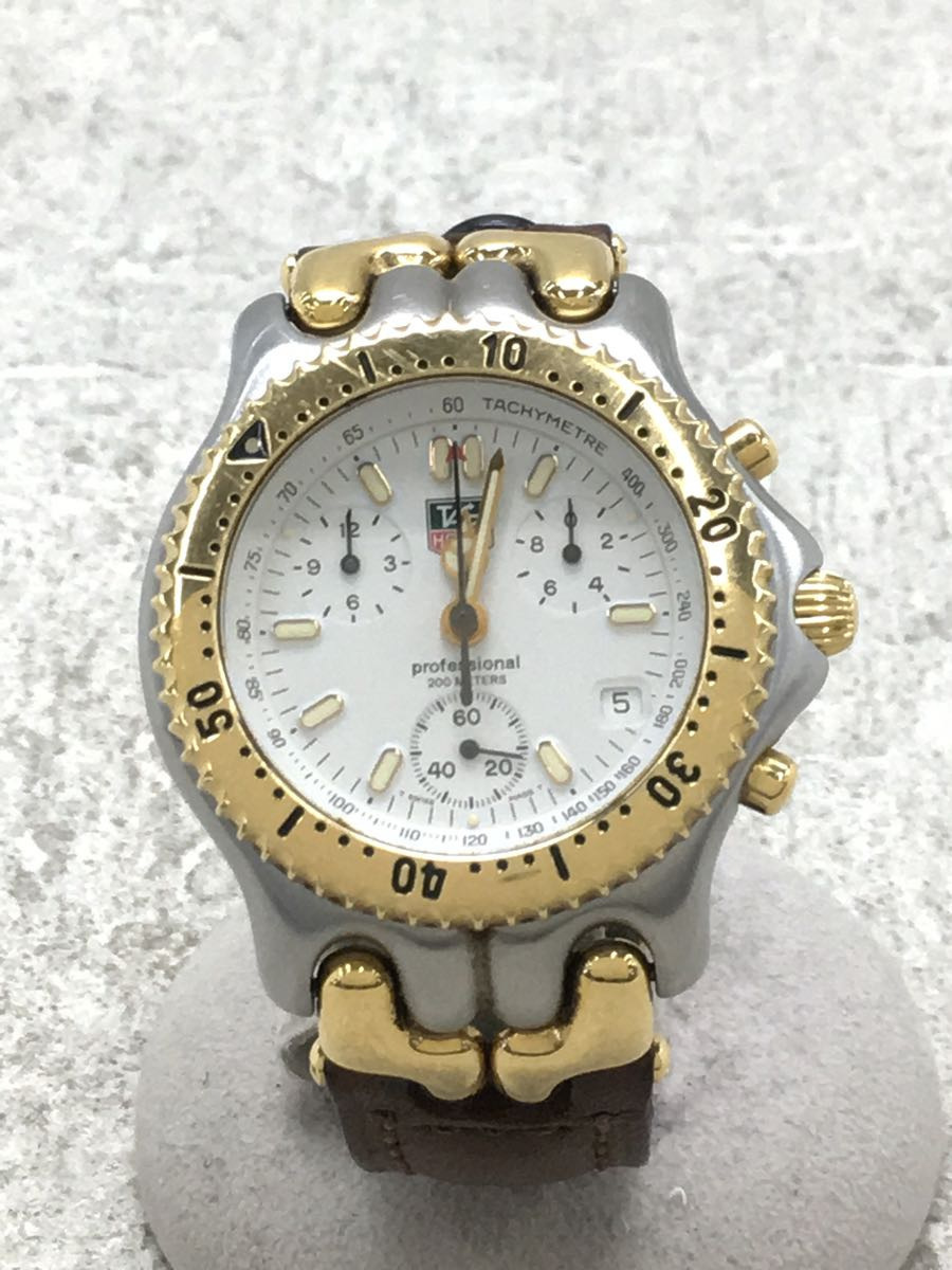 TAGHeuer◇クォーツ腕時計/アナログ/レザー/WHT/クロノグラフ/CG1120-0
