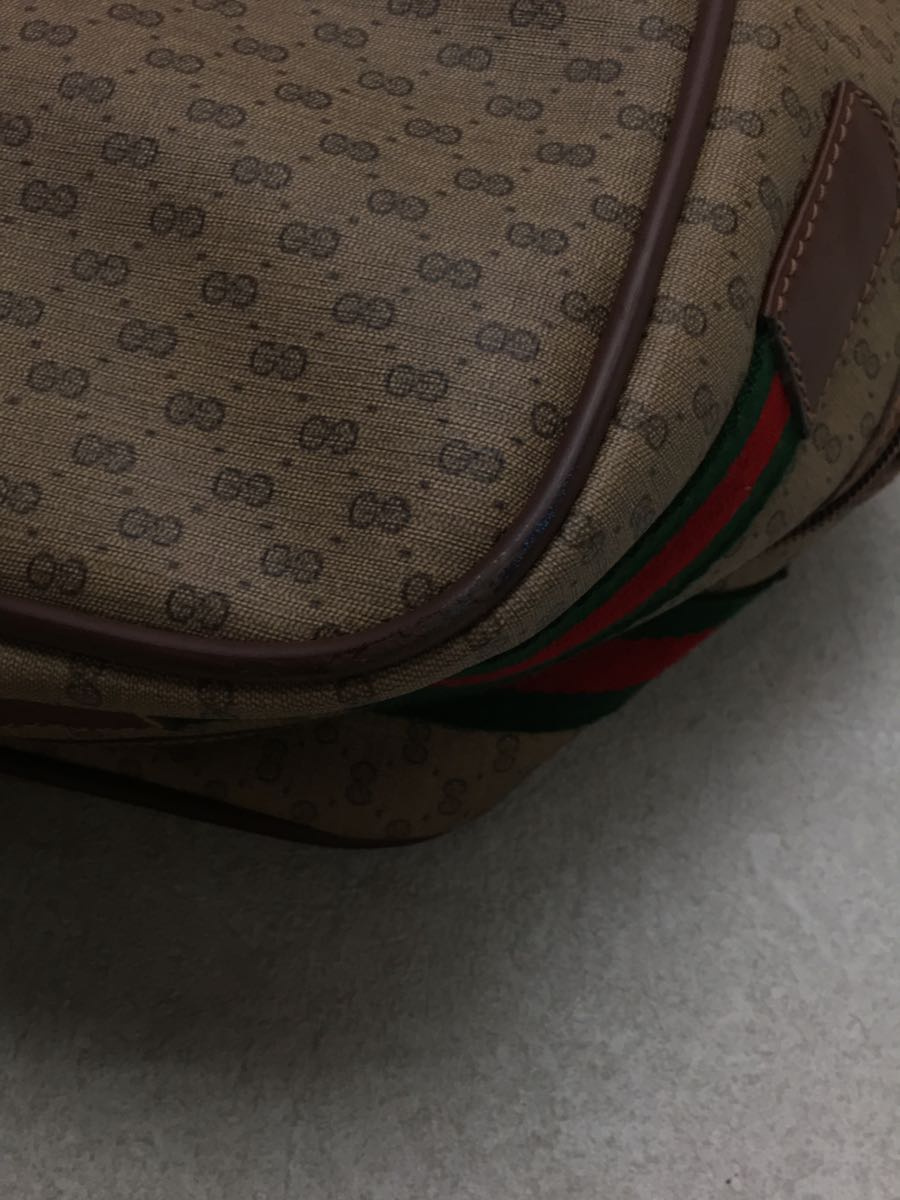 GUCCI◇ボストンバッグ/ブラウン/old gucci/70s-80s/GG/シェリーライン