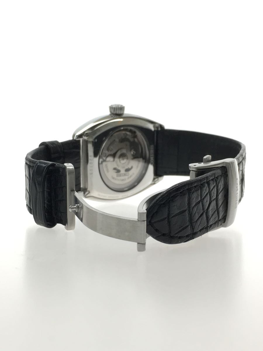 SEIKO◇自動巻腕時計/アナログ/レザー/ホワイト/ブラック/6R15-03T0