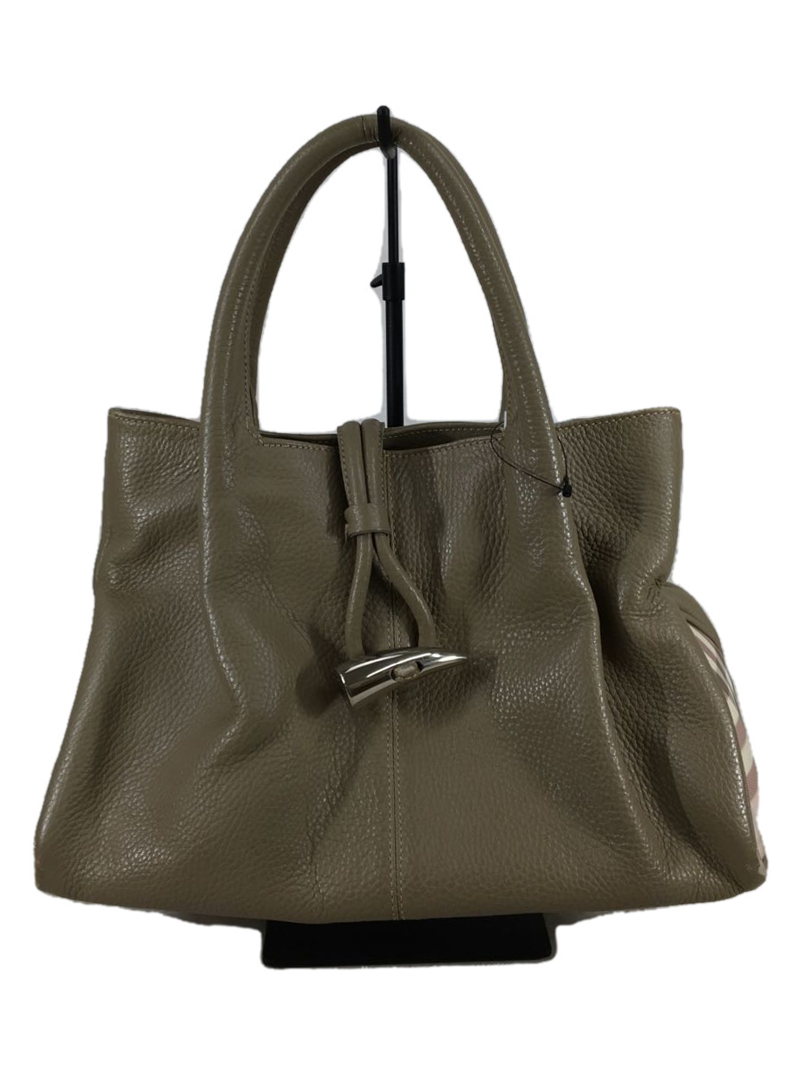 BURBERRY LONDON◇ハンドバッグ/レザー/BEG/トグルボタン/角スレ有