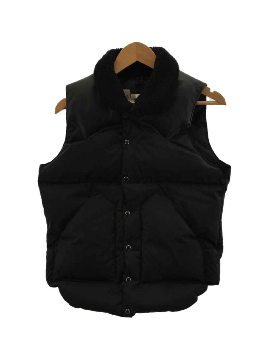 Rocky Mountain Featherbed◆CHRISTY VEST/レザーヨークダウンベスト/36/ナイロン/ブラック/450-472-11