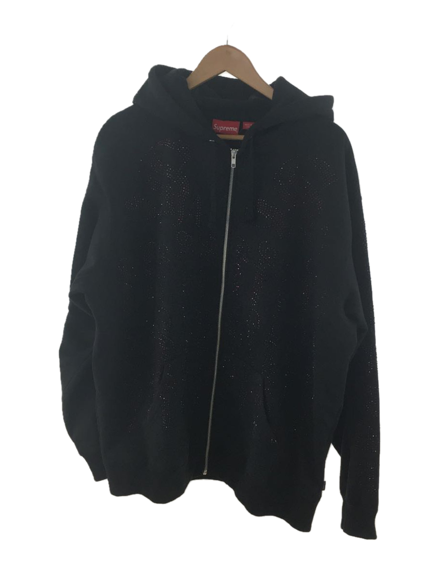 Supreme◆ジップパーカー/XL/コットン/BLK/Rhinestone Zip Up Hooded Sweatshirt