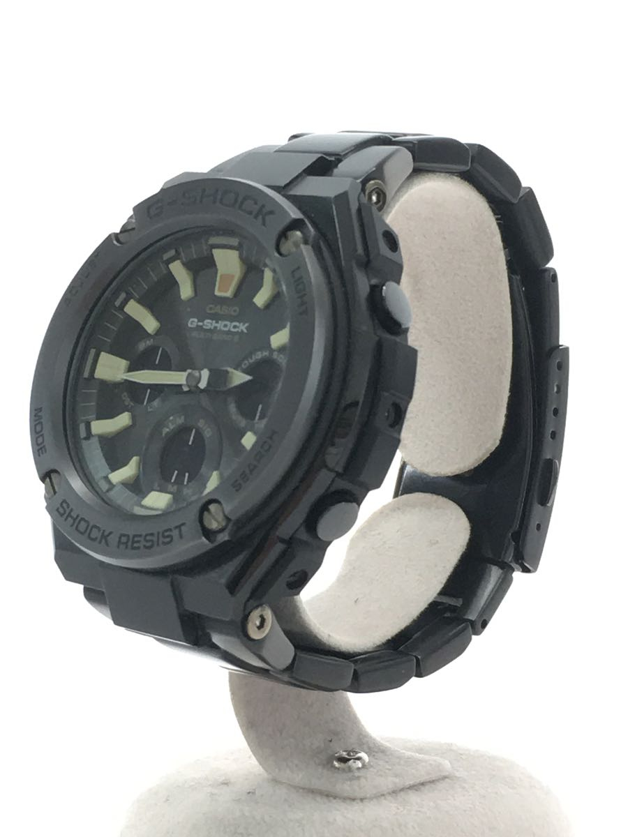 CASIO◇ソーラー腕時計・G-SHOCK/デジアナ/ステンレス/BLK/ブラック