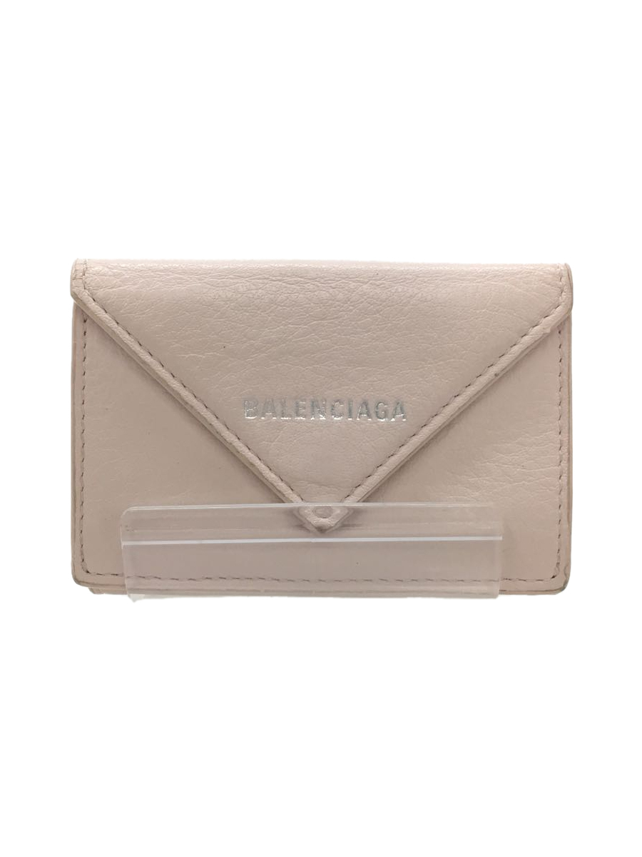 BALENCIAGA◇3つ折り財布/-/PNK/ペーパーミニウォレット/コンパクト