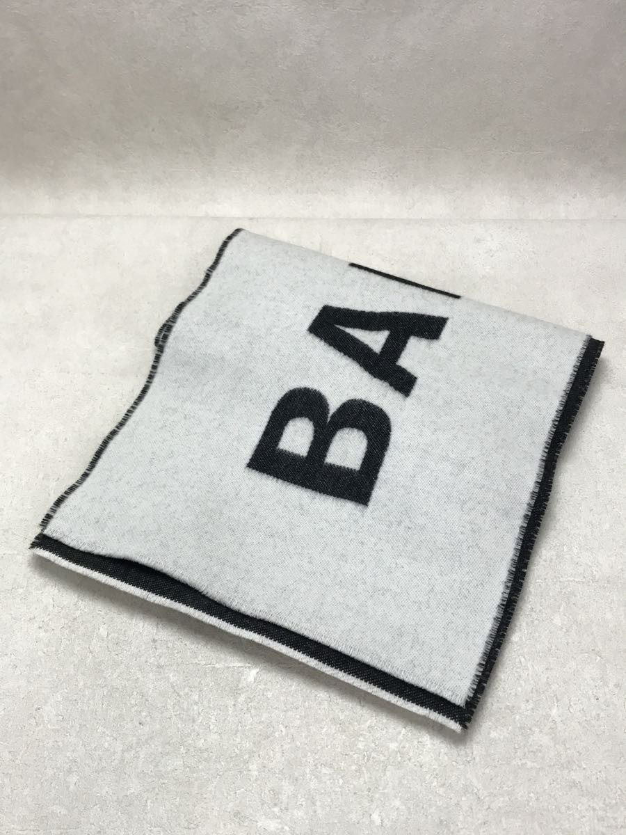 BALENCIAGA◇ARCHETYPE ジャガードロゴマフラー/ウール/BLK/WHT www