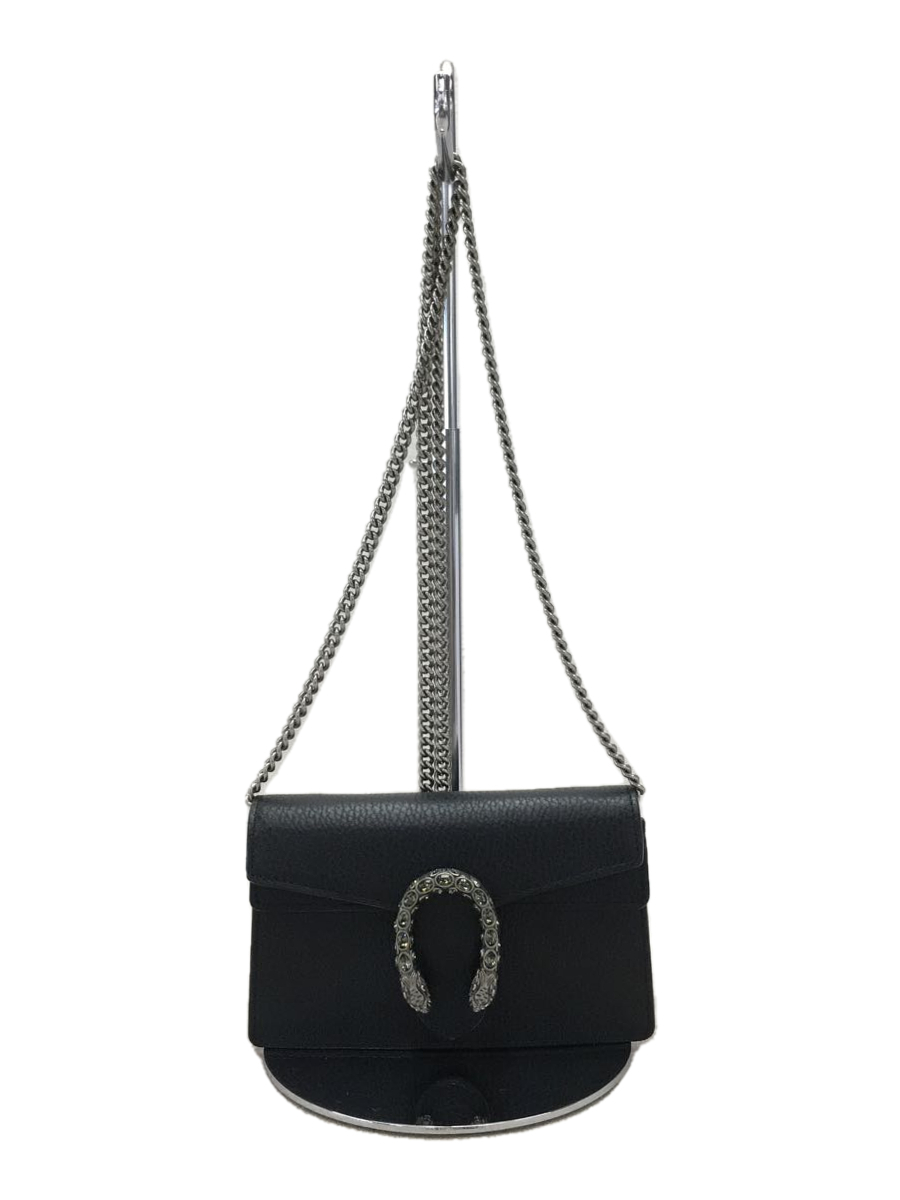 GUCCI◇チェーンショルダーバッグ ディオニュソス/レザー/ブラック