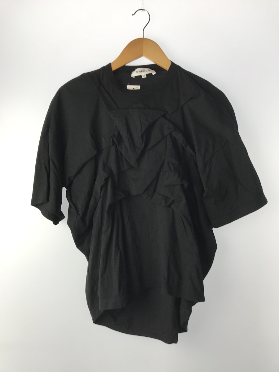 ENFOLD◇Tシャツ/38/コットン/BLK ENFOLD◇Tシャツ/38/コットン/BLK