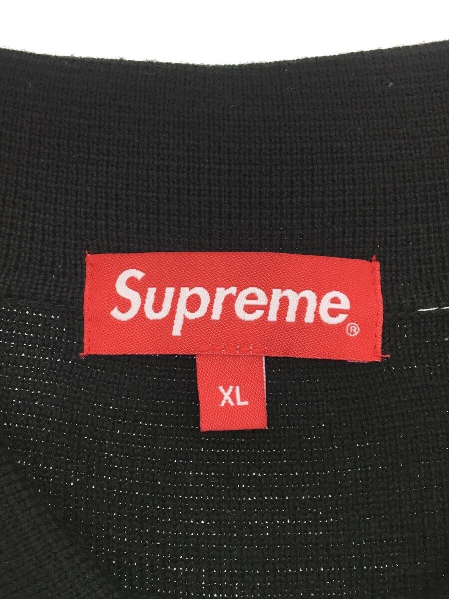 Supreme◇カーディガン(薄手)/LL/ウール/BLK/Logo Trim Zip Up