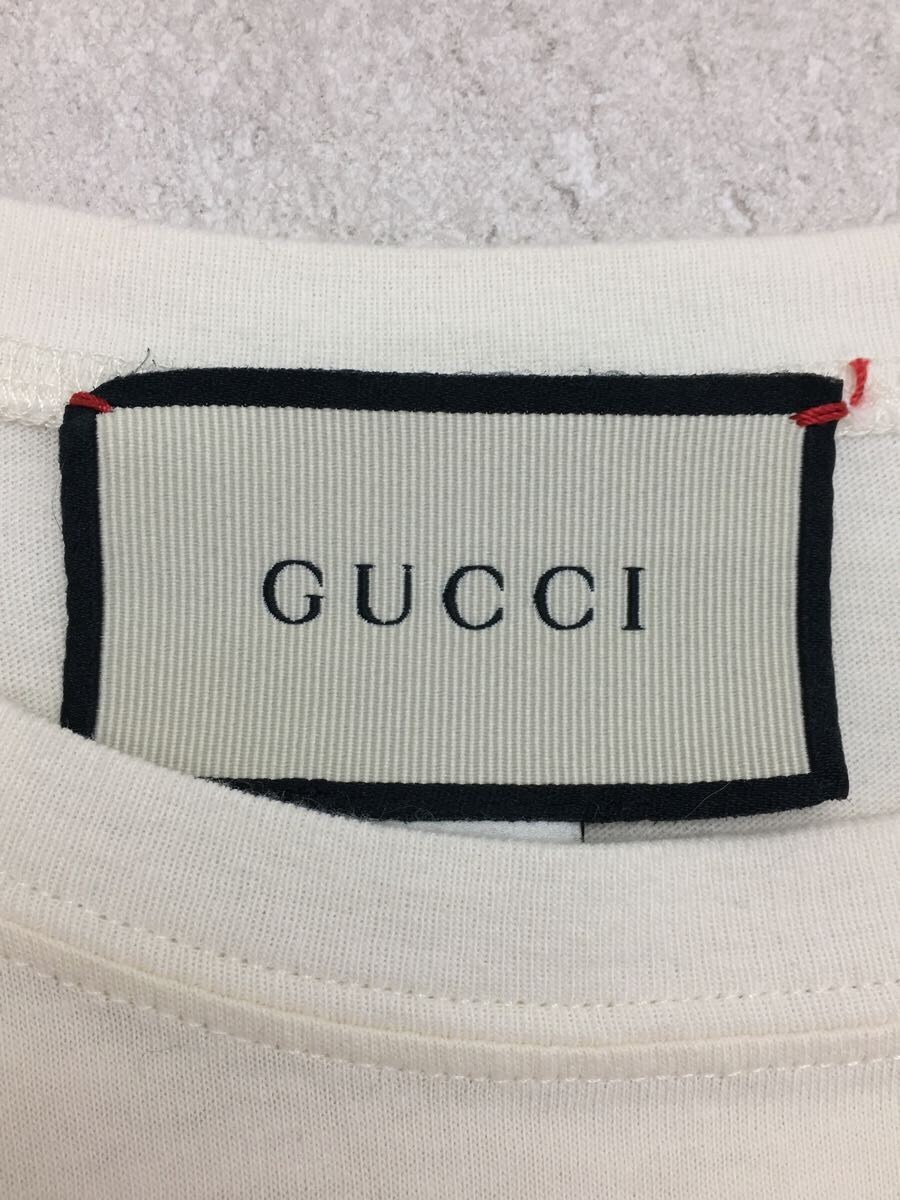 GUCCI◇Tシャツ/ブランドロゴ/プリントTシャツ/XS/コットン/アイボリー