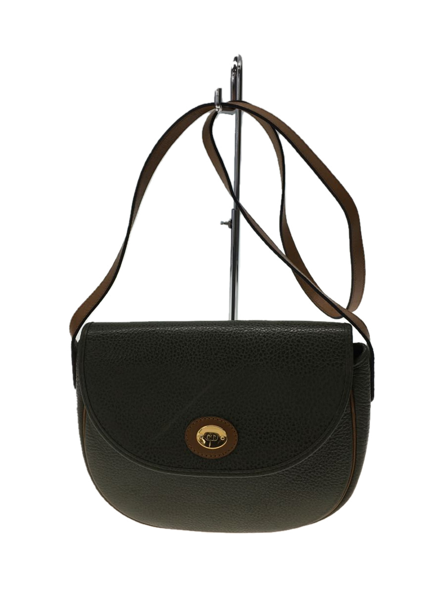 Christian Dior◇CDロゴ/ショルダーバッグ/レザー/KHK/斜め掛け/カバン