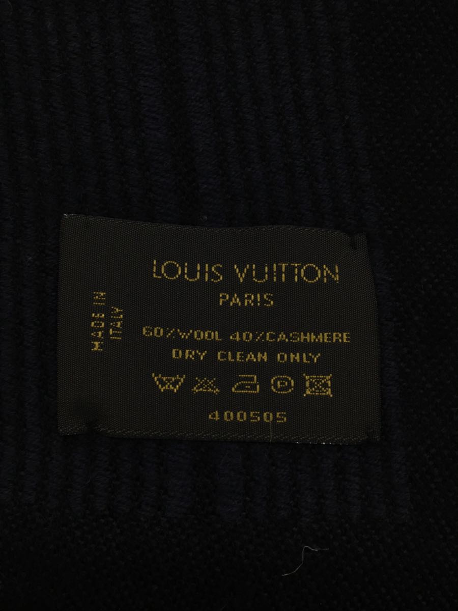 LOUIS VUITTON◇マフラー/ウール/BLK/ストライプ/ルイヴィトン