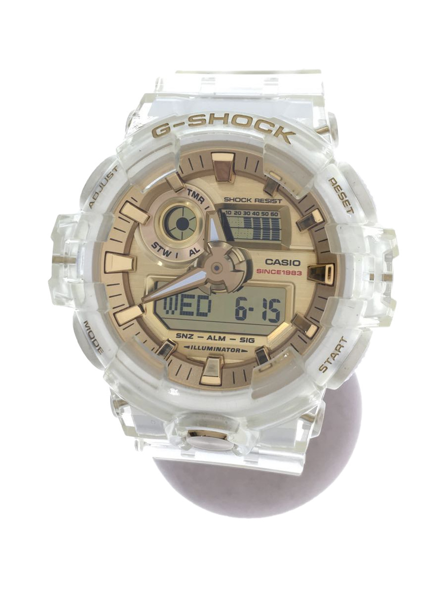 CASIO◆クォーツ腕時計・G-SHOCK/デジアナ/ラバー/CLR/CLR