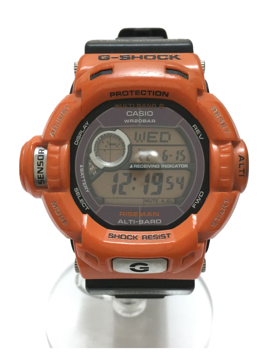 CASIO◇ソーラー腕時計・G-SHOCK/RISEMAN/デジタル/ラバー/ORN/BLK/GW-9200RJ