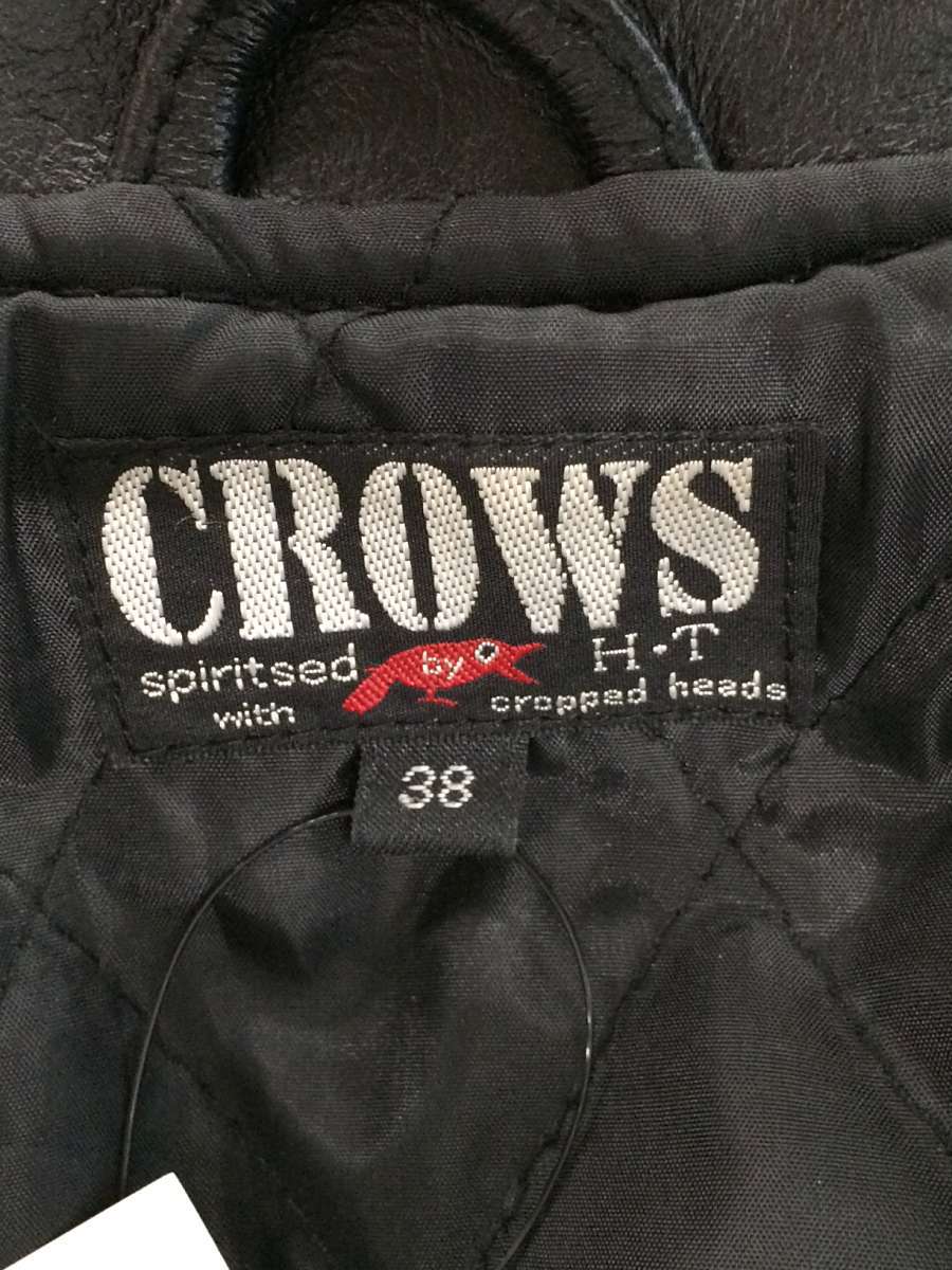 crows/ダブルライダースジャケット/38/レザー/BLK/無地
