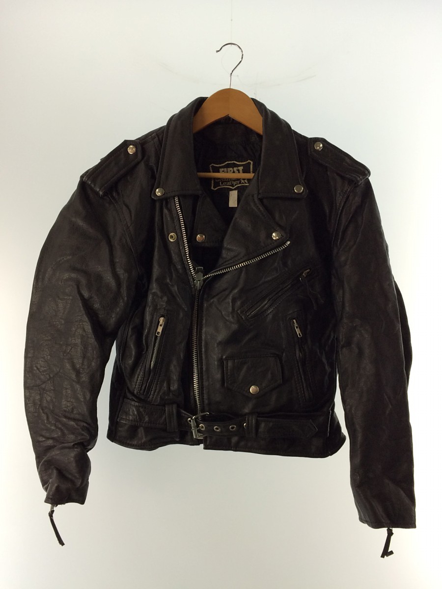 FIRST Genuine Leather/ダブルライダースジャケット/レザー/ブラック