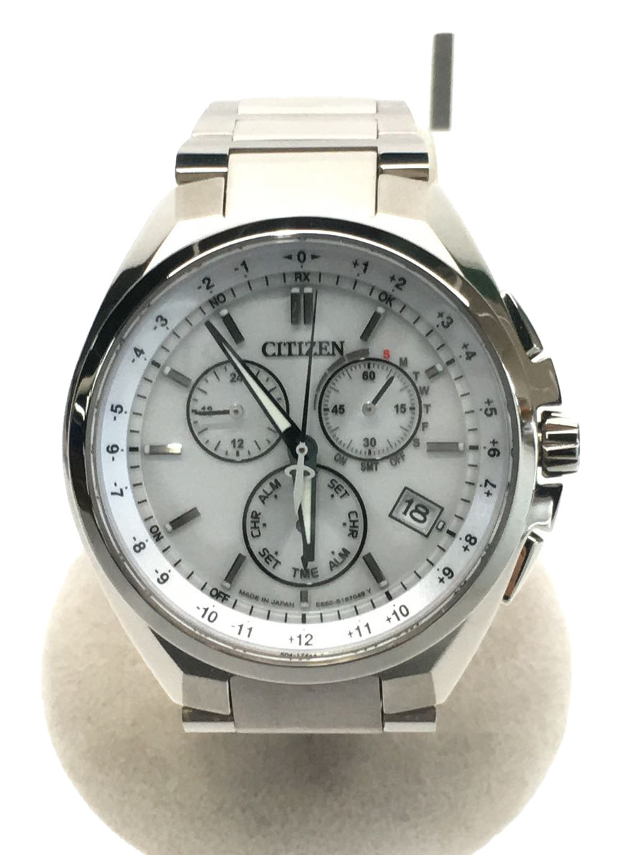 CITIZEN◇ソーラー腕時計/アナログ/チタン/WHT/SLV/E660-S118298/美品