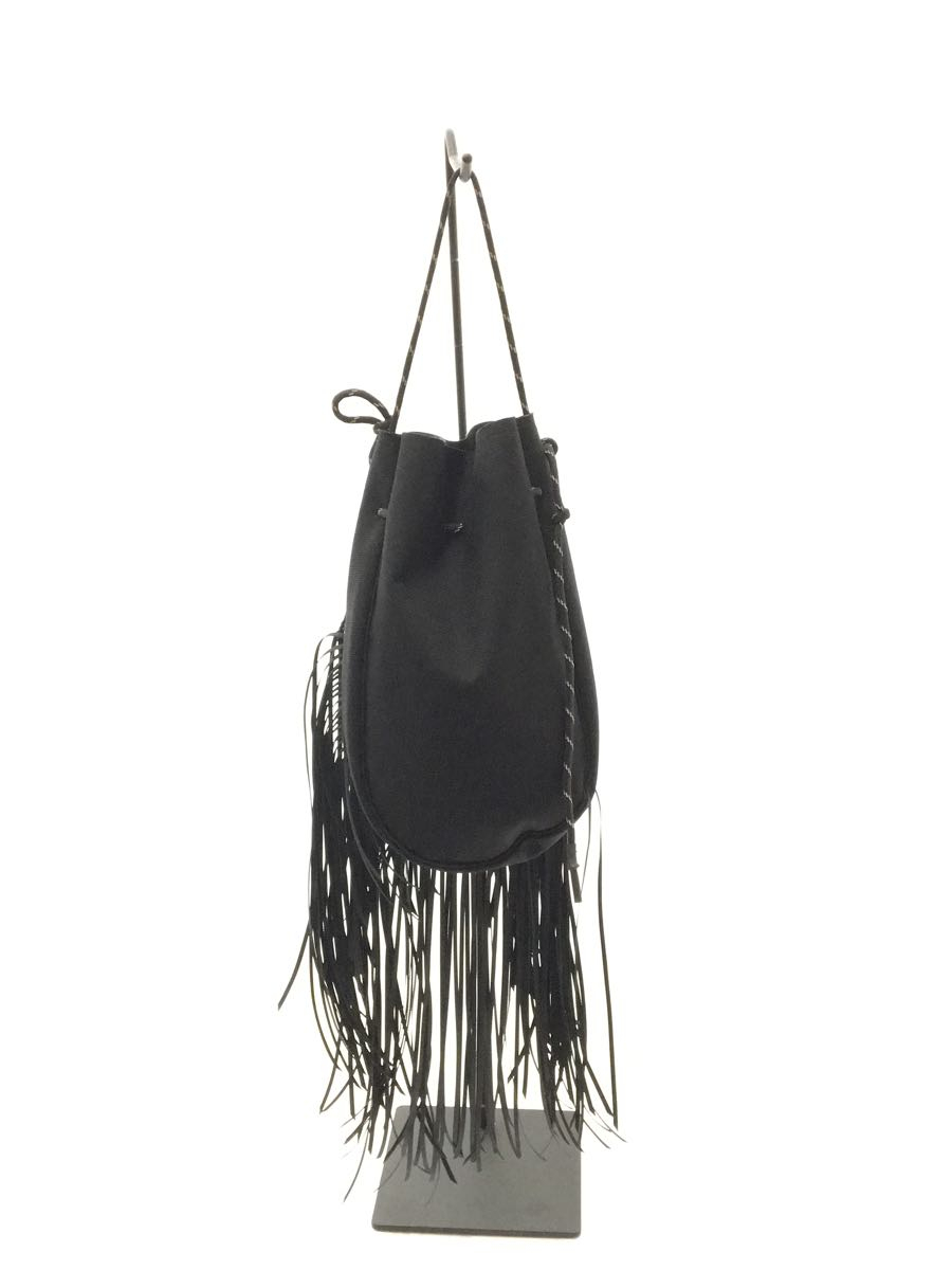 TAITAI/タイタイ/FRINGE DRAWSTRING BAG S/ショルダーバッグ/ナイロン/ブラック