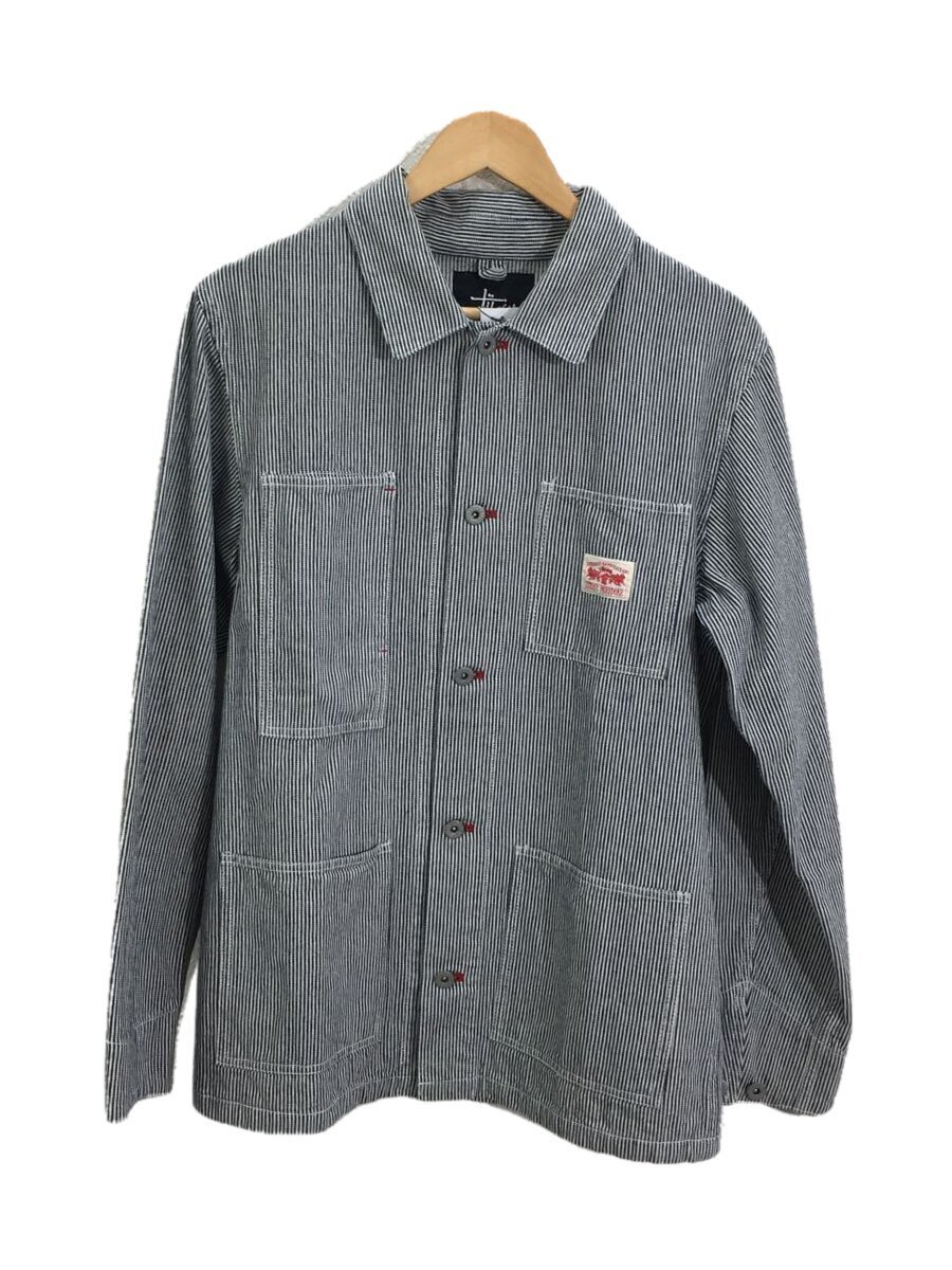 STUSSY◇カバーオール/M/コットン/WHT/ストライプ/ヒッコリー/GARMENT