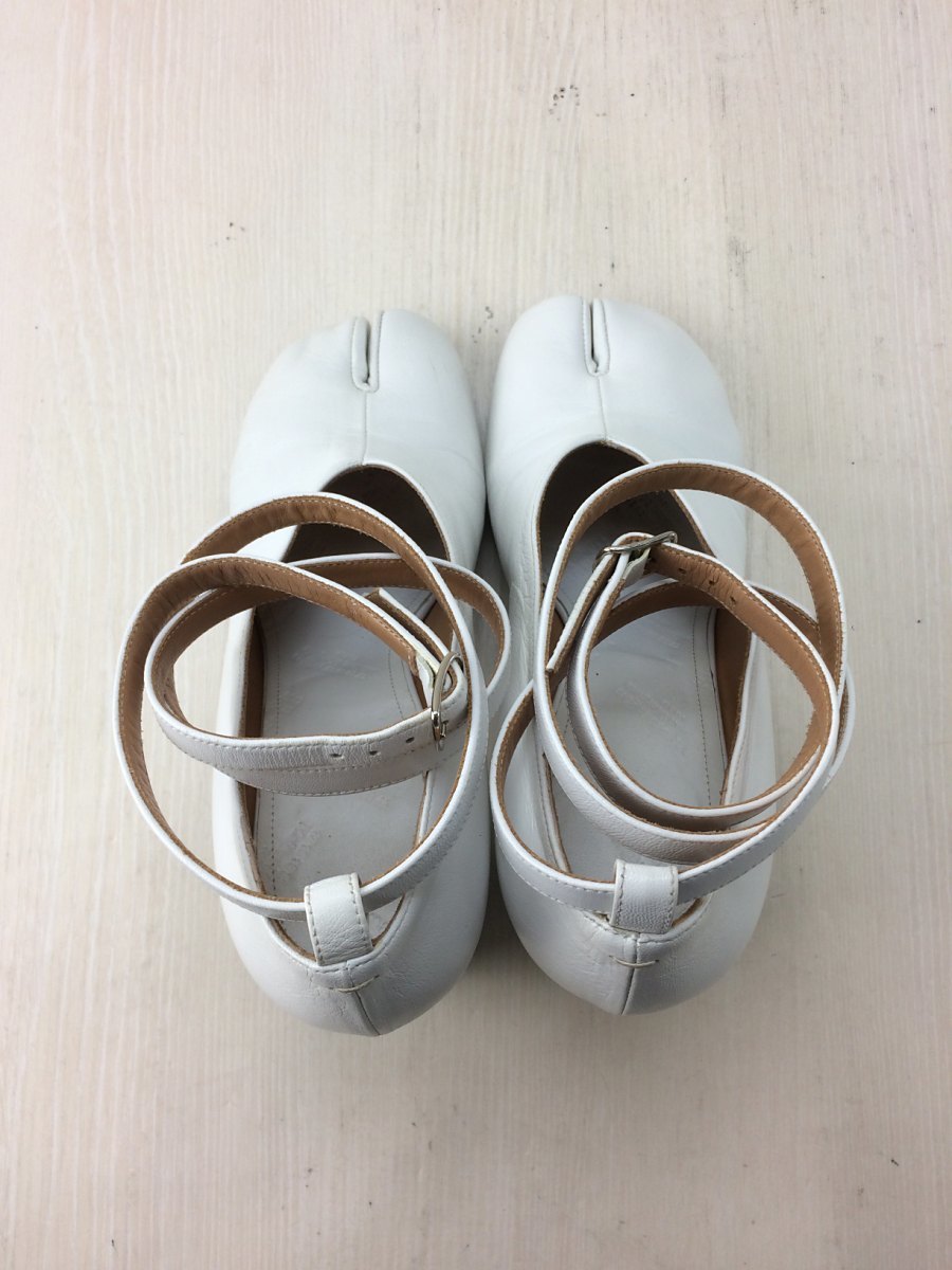 Maison Margiela◇アンクルストラップタビパンプス/38/WHT/レザー