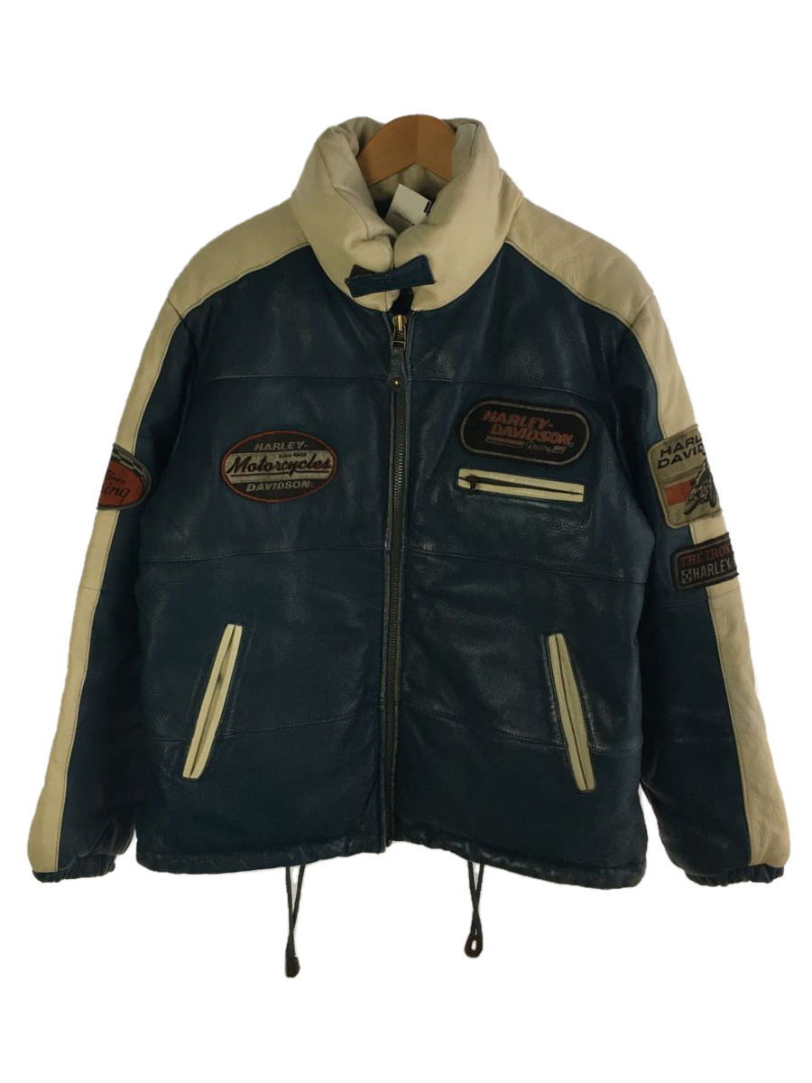 HARLEY DAVIDSON◇ダウンジャケット/M/牛革/BLU ccorca.org