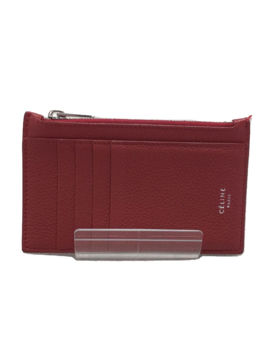 CELINE◇カードケース/レザー/RED/10A283/コンパクトジップカード