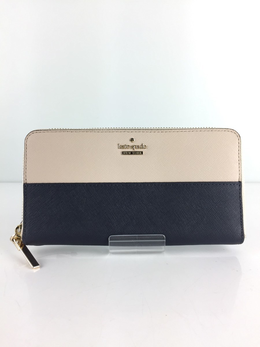 kate spade new york◆ケイトスペードニューヨーク/長財布/レザー/NVY/無地