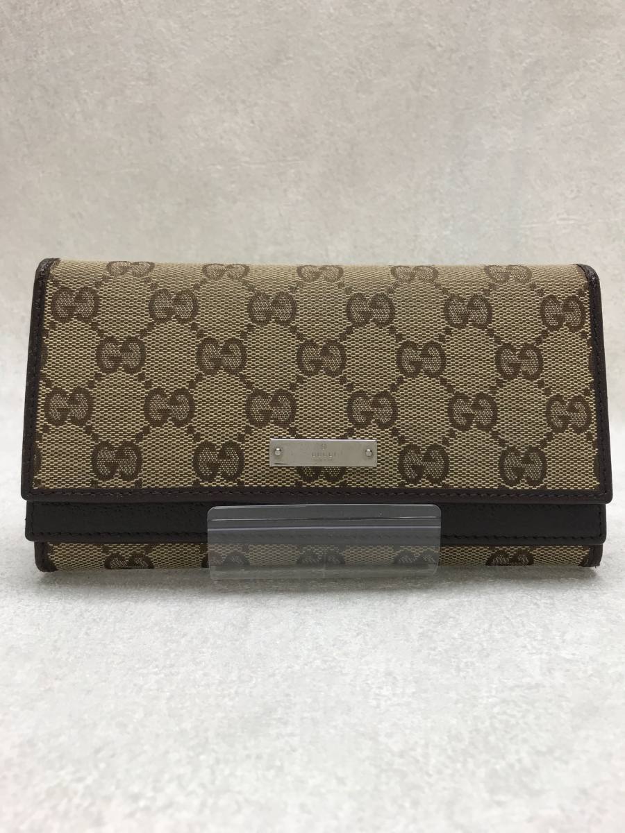 GUCCI◇長サイフ_GGキャンバス/キャンバス/ブラウン/グッチ