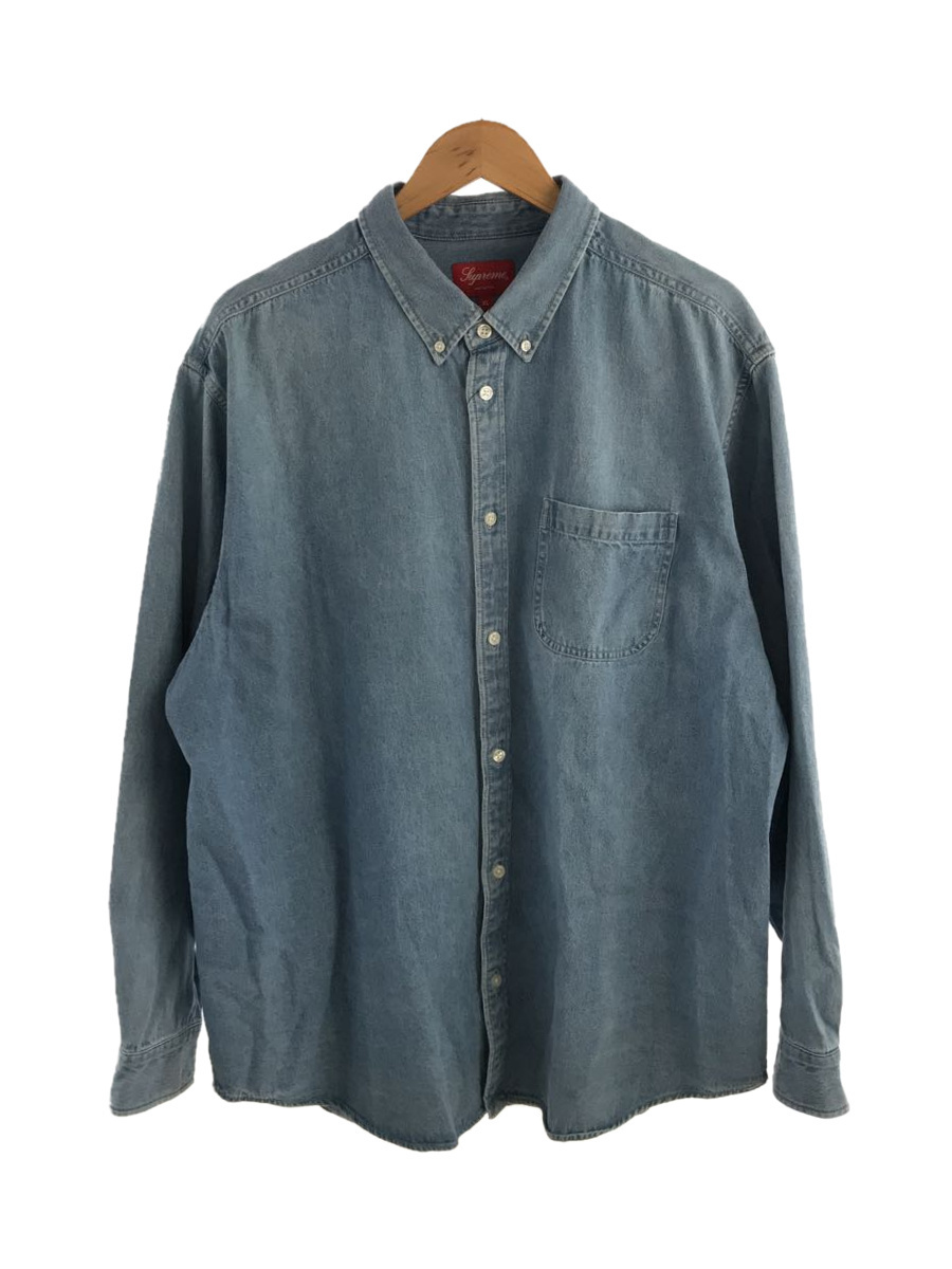 Supreme◇長袖シャツ/XL/コットン/ブルー/21AW/APPLIQUE DENIM SHIRT