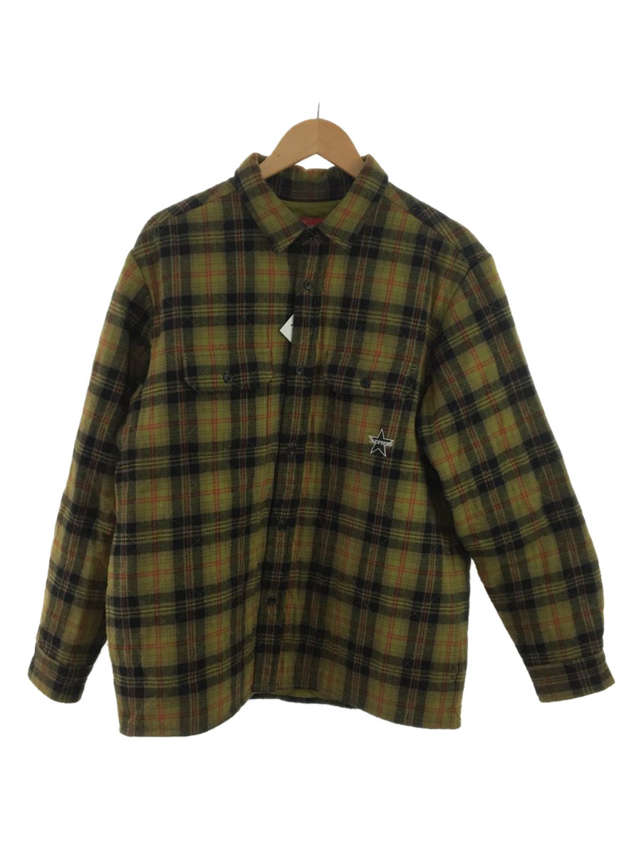 Supreme◇21AW/QUILTED FLANNEL SHIRT/ネルシャツ/M/コットン/KHK