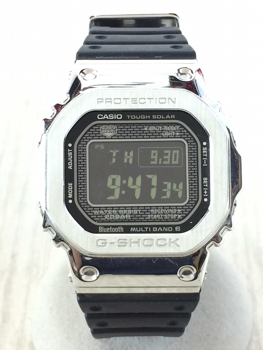 CASIO◇ソーラー腕時計・G-SHOCK/デジタル/シルバー/GMW-B5000-1JF/箱有
