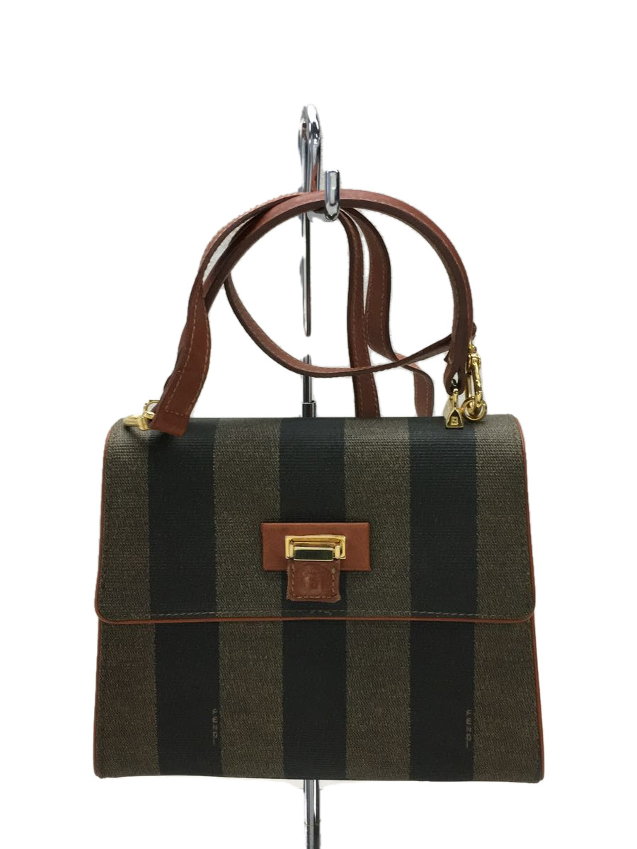 FENDI◇フェンディ/2WAYショルダーバッグ/ペカン柄/PVC/ストライプ