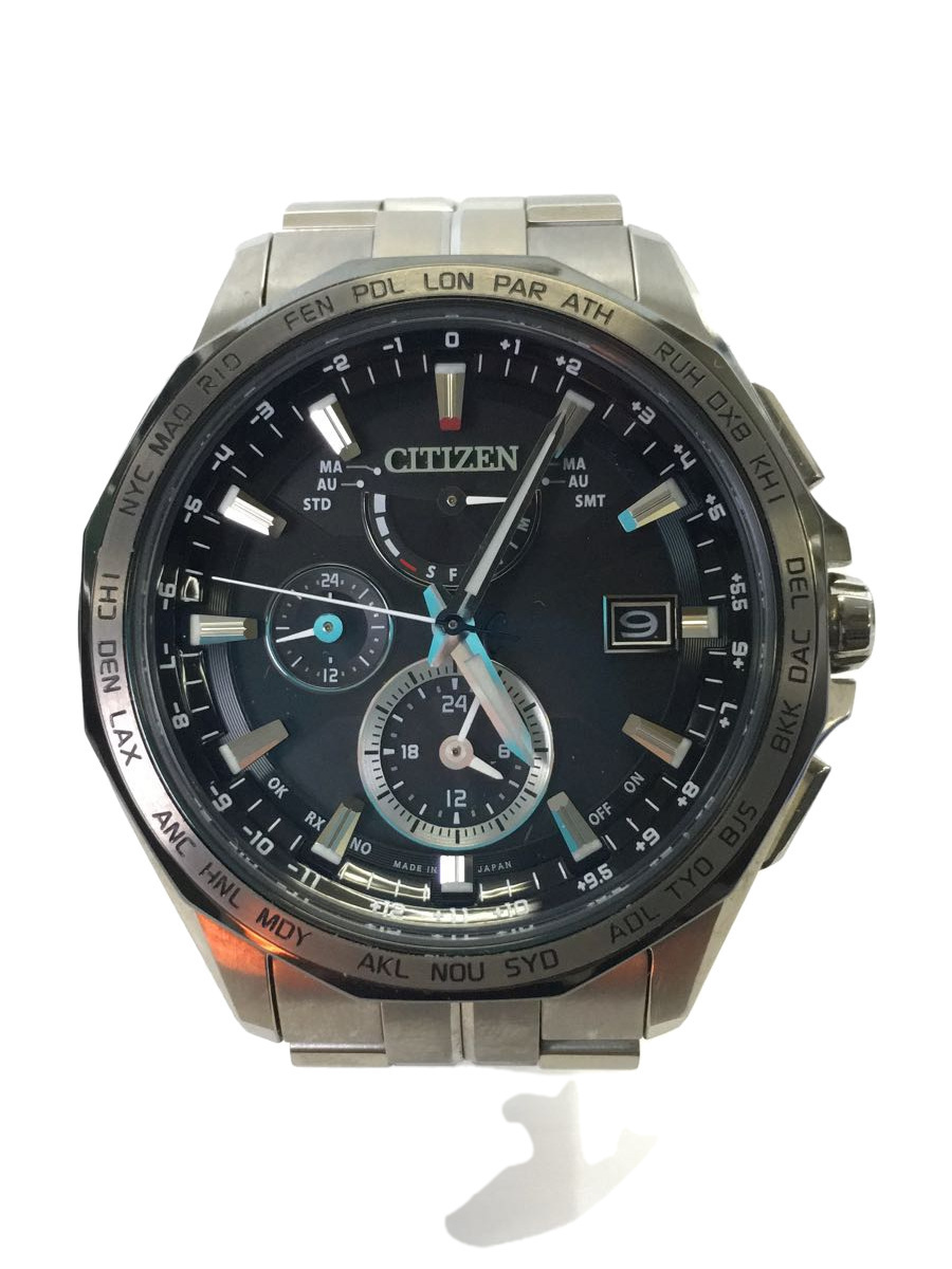 CITIZEN◇ATTESA/H820-T023070/エコドライブ/電波時計/アナログ/BLK