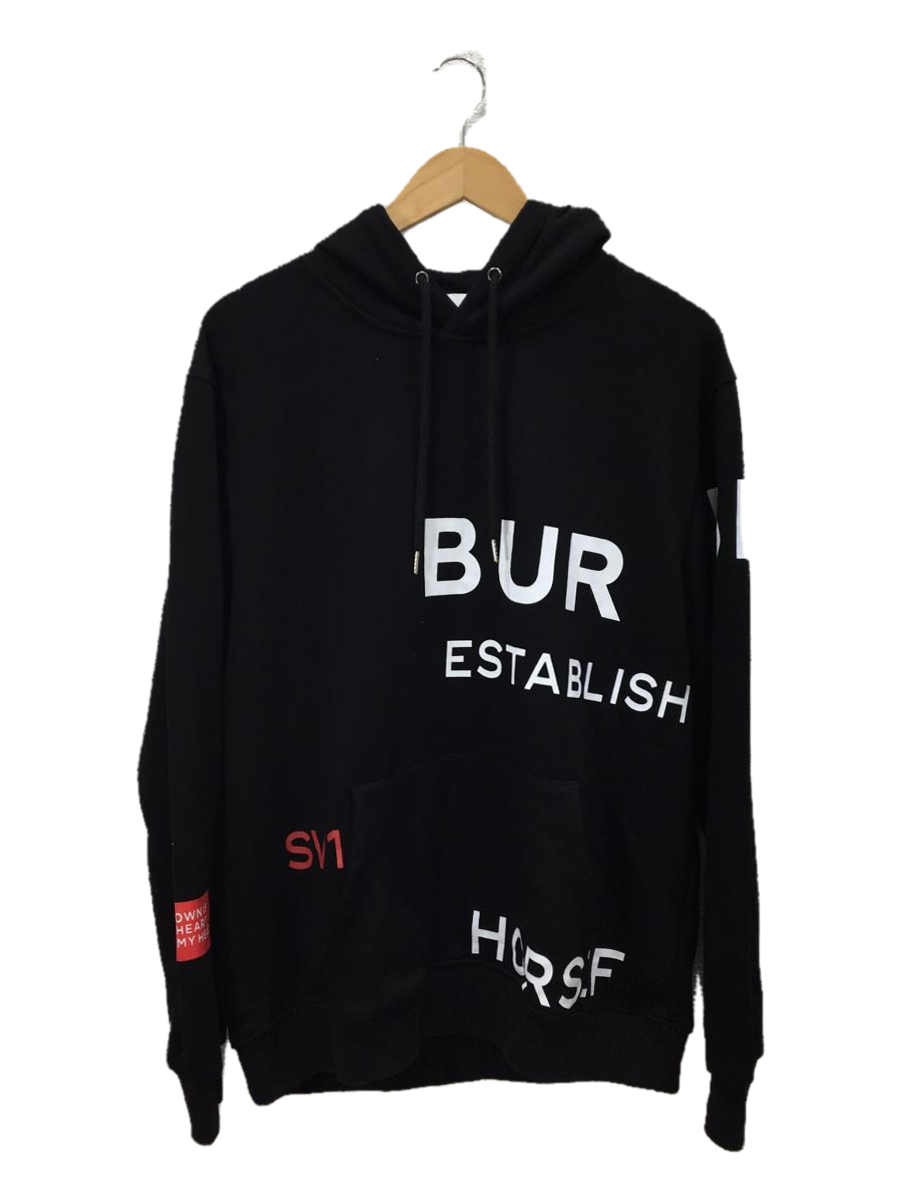 BURBERRY LONDON◇ホースフェリープリントロゴフーディー/コットン/BLK