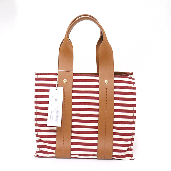 マルニ MARNI トートバッグ コットン/レザー レッド系/ベージュ