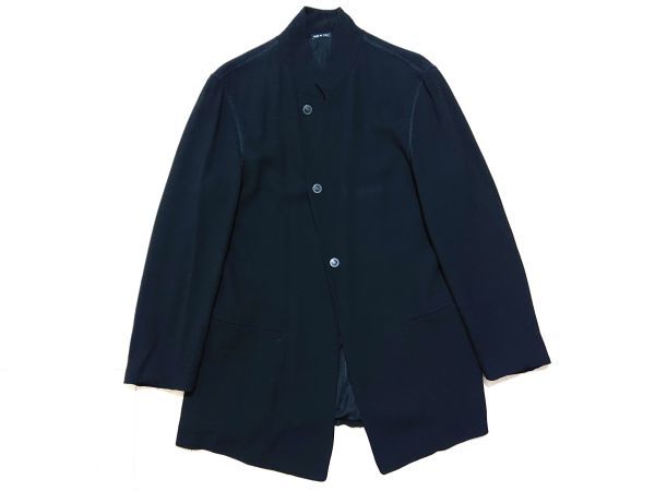 【美品】黒タグ ジョルジオアルマーニ ARMANI スタンドカラー デザインジャケット コート SIZE:48 (M～L程度)_画像1