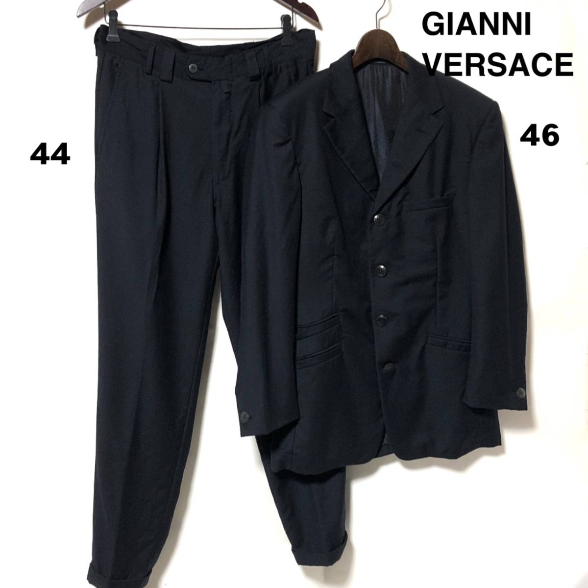 ジャンニヴェルサーチ オーダースーツ/GIANNI VERSACE 4Bテーラードジャケット46＆パンツ44 セットアップ ヴィンテージ品 メデューサ総裏_画像1