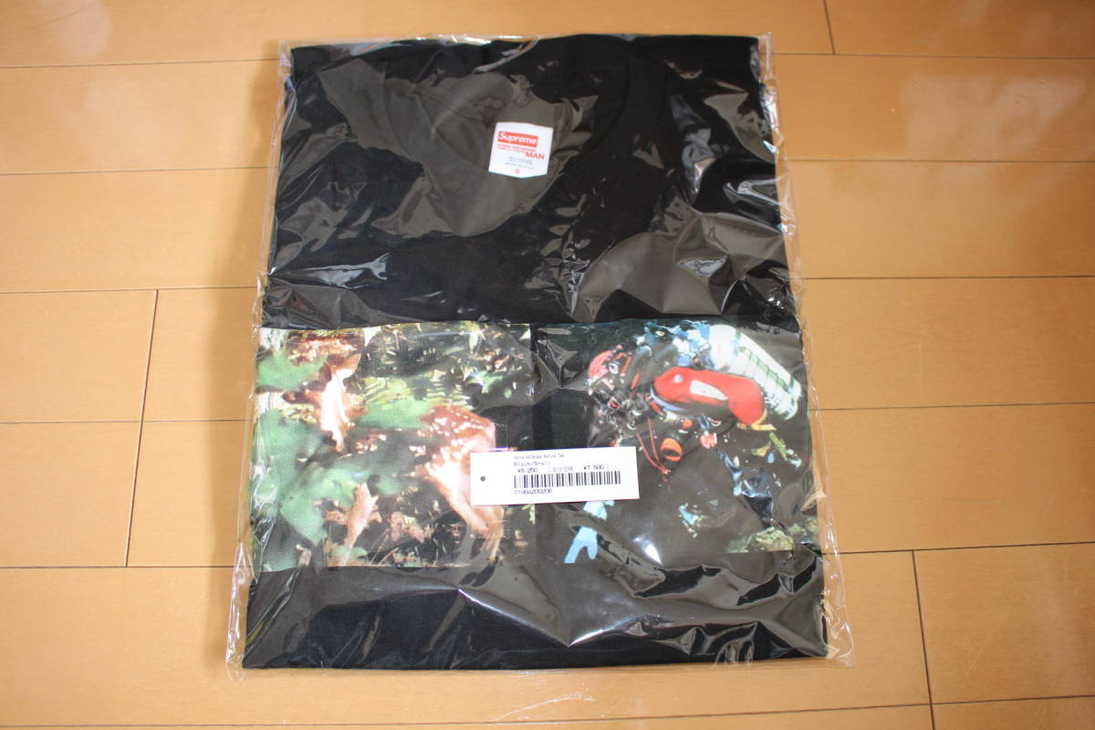 ☆Sサイズ 即決 21AW supreme x JUNYA WATANABE nature tee black Tシャツ COMME des GARCONS MAN CDG_画像2