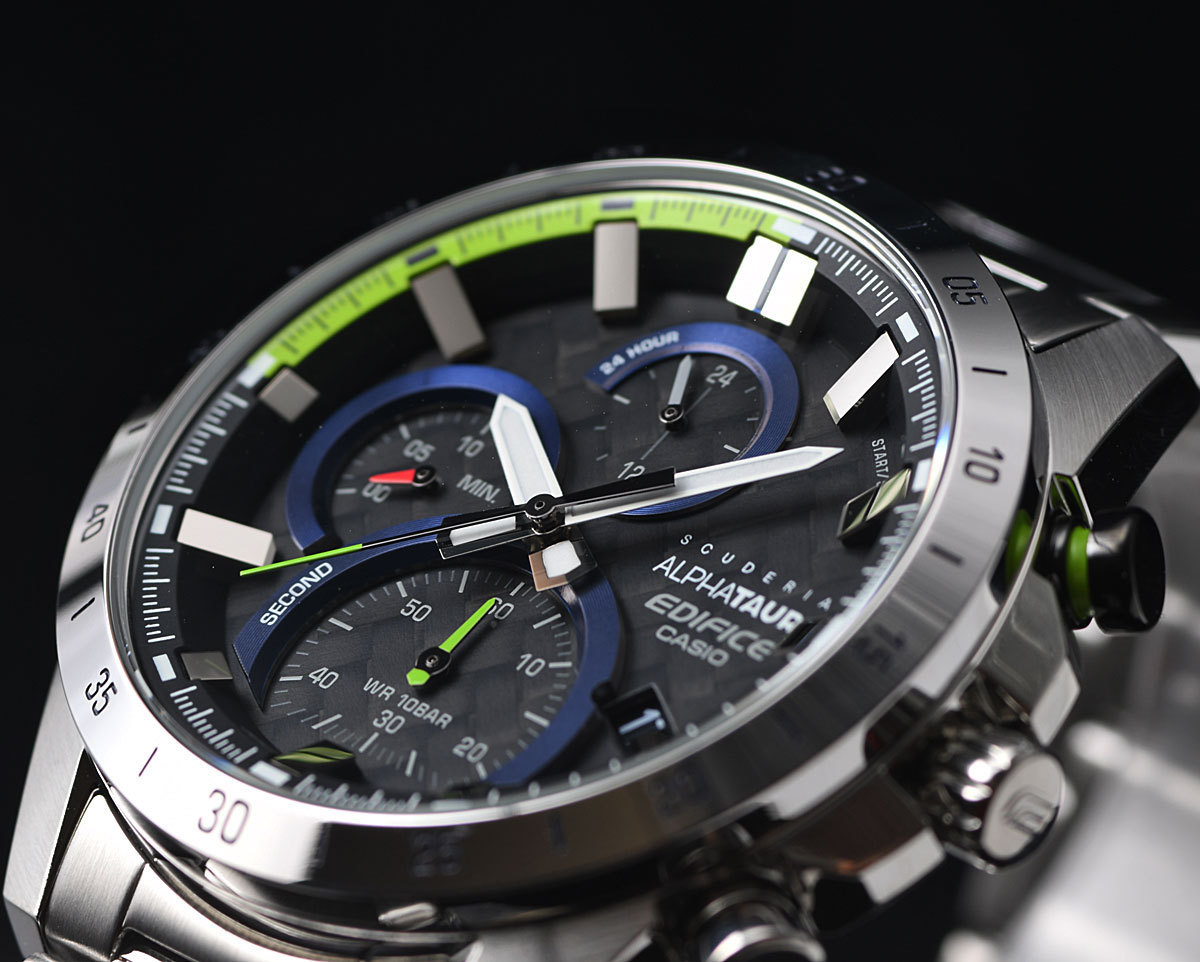 輝い カシオ-新品 カシオEDIFICE 公式F1限定時計 スクーデリア・アルファタウリ・ホンダ F1マシンと同素材の高強度6Kカーボンファイバー腕時計 メンズ