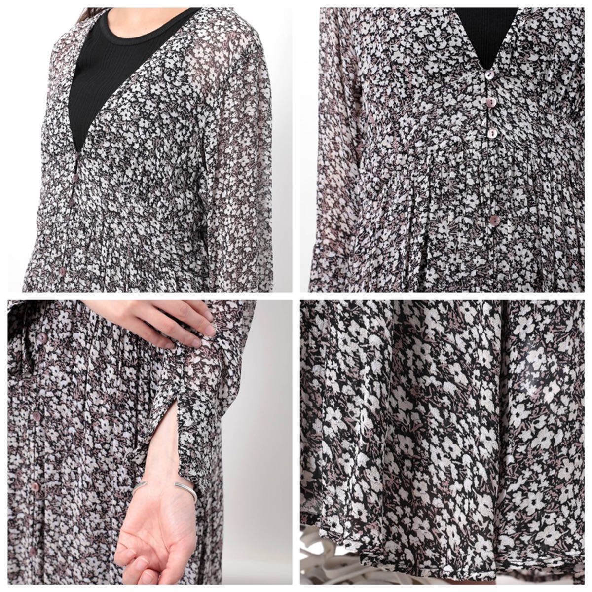 美品 フリークスストア Made in India ジョーゼット 花柄 シアー 美品 フリークスストア Made in India ジョーゼット 花柄 シアー