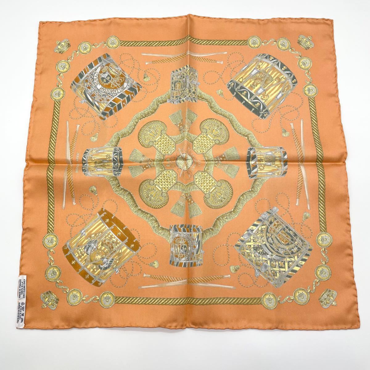HERMES エルメス カレ45 タンブールの太鼓 スカーフ タグ付