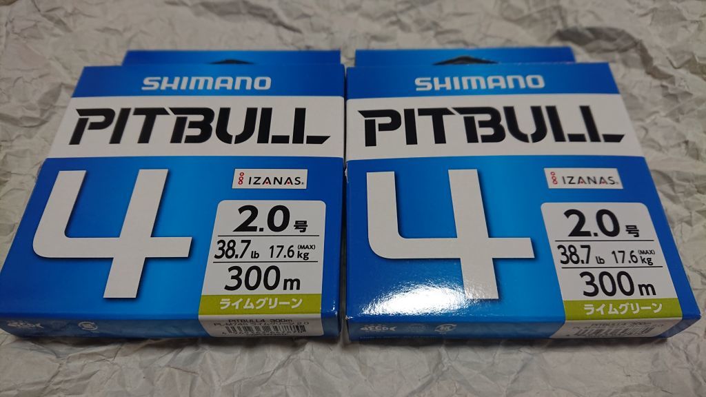 フグ対策に 2個セット シマノ ピットブル PITBULL 4 2.0号 300m ライムグリーン 船タチウオテンヤ 太刀魚 テンヤ タチウオ 2号_画像1