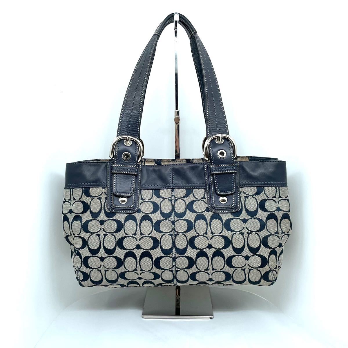 COACH コーチ トートバッグ ネイビー シグネチャー 紺 COACH コーチ トートバッグ ネイビー シグネチャー 紺