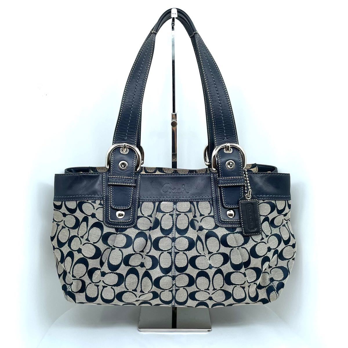 COACH コーチ トートバッグ ネイビー シグネチャー 紺 COACH コーチ トートバッグ ネイビー シグネチャー 紺