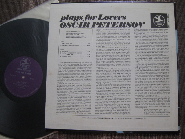 ☆OSCAR PETERSON♪PLAYS FOR LOVERS (GIRL TALK)☆Prestige MPS PRST 7649☆US orig盤LP☆_画像2