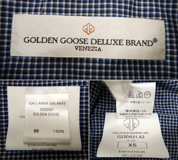 未使用 タグ付き ゴールデングース チェックブラウス FB2024 GOLDEN GOOSE DELUXE BRAND デラックスブランド サイズXS ブルー ネイビー_画像5