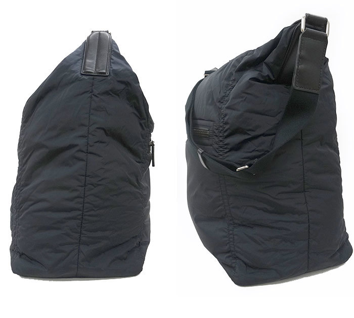 トッズ TOD'S ナイロン ショルダーバッグ FF3341 大容量 旅行鞄 ブラック 黒 良品 イタリア製_画像4
