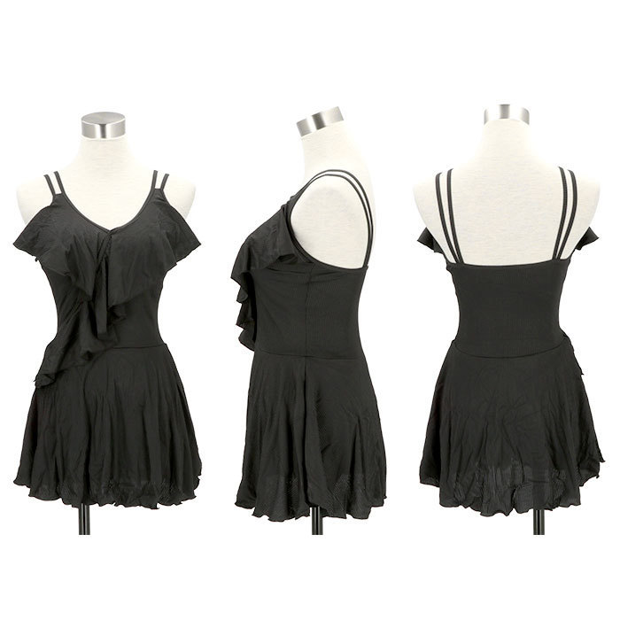 ☆ ブラック ☆ 2XLサイズ 水着 レディース ワンピース 通販 ワンピース水着 体型カバー おしゃれ かわいい 大人 可愛い 無地 シンプル フ_画像8