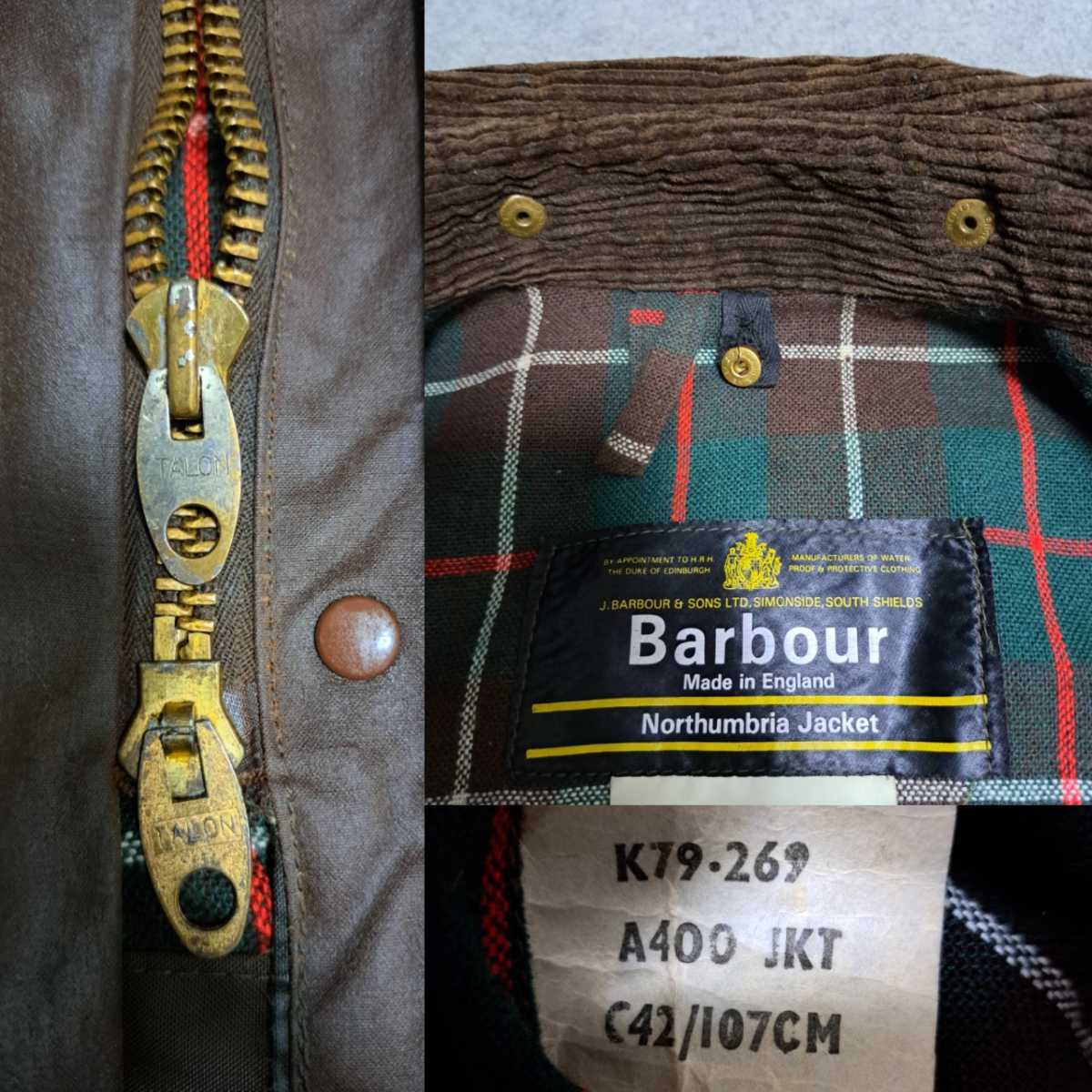 70s　ミント スペシャル　1クラウン　42　ノーザンブリア　ブラウン 　80s　　Barbour バブアー northumbria 　ヴィンテージ　 コート_画像9