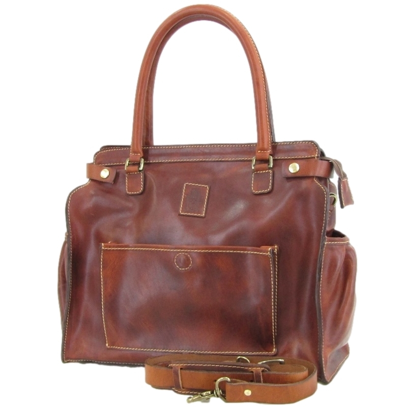 美品 Sandast サンダスト トートバッグ James Tote 2WAY レザー ショルダーバッグ ビジネスバッグ USA製 エイジング加工 タン 43003702