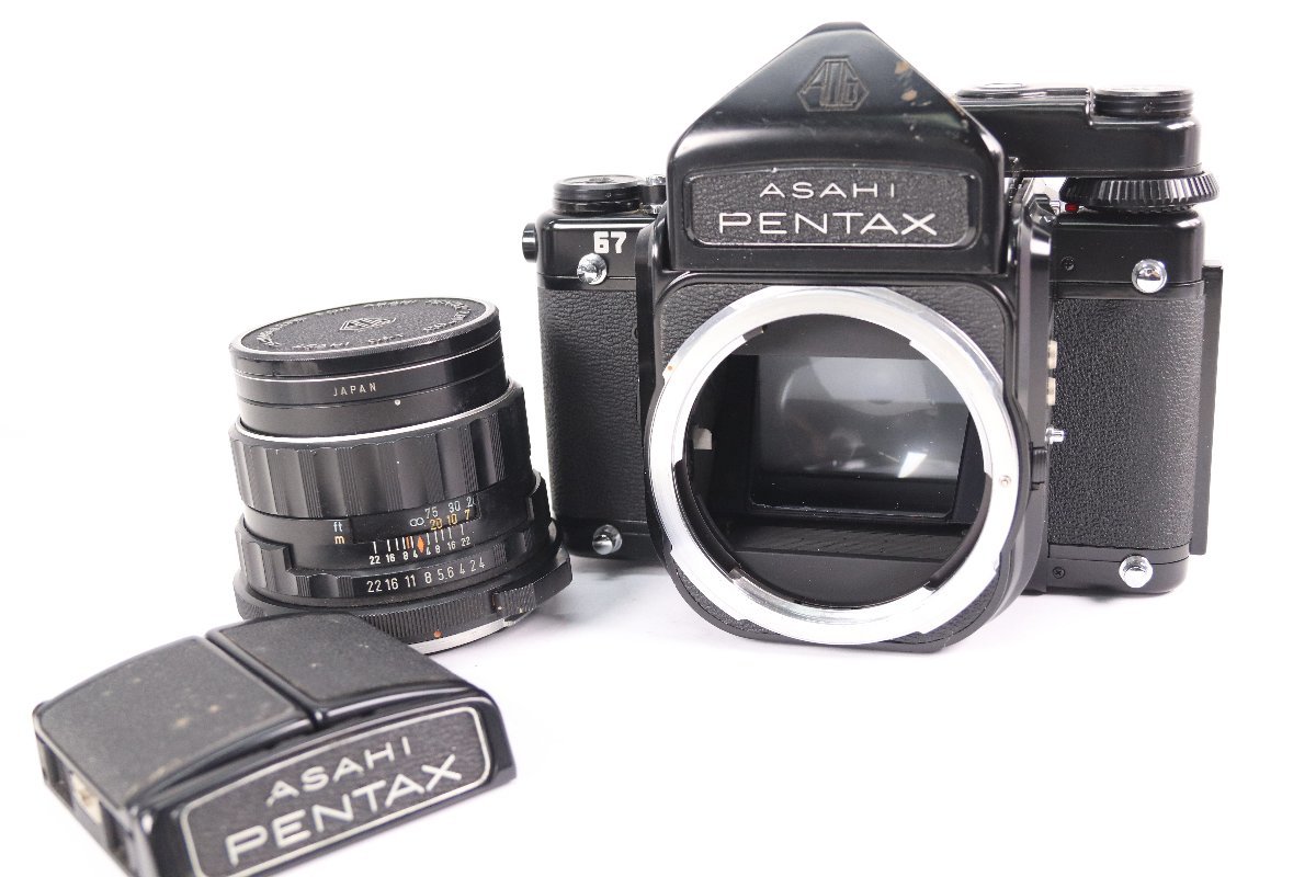 PENTAX ペンタックス 67 TTL Super-Multi-Coated TAKUMAR 105mm F2.4 レンズ ファインダー マグニファイヤー付 中判フィルムカメラ 38564-F